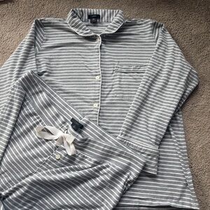 Gray Striped Pajama Set